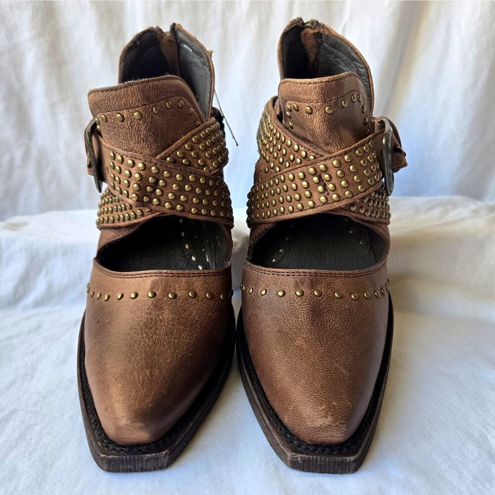 Ariat Dixon Rock N Roll Women's Leather Studded Booties Weathered Brown Size 6 - Picture 2 of 8